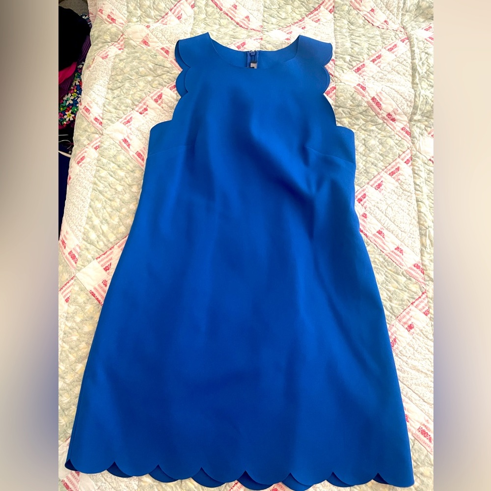 J. Crew blue scalloped dress